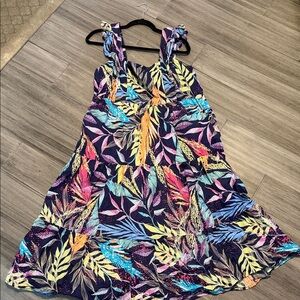 beachlunchlounge Vibrant Leaf Print Dress